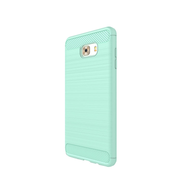 For Galaxy C9 Pro Brushed Carbon Fiber Texture Shockproof TPU Protective Cover Case