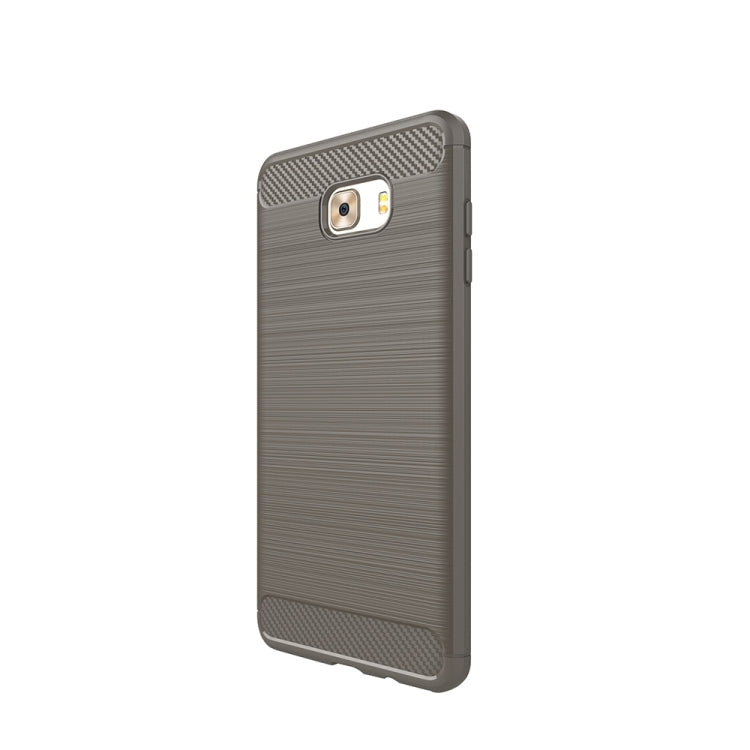 For Galaxy C9 Pro Brushed Carbon Fiber Texture Shockproof TPU Protective Cover Case