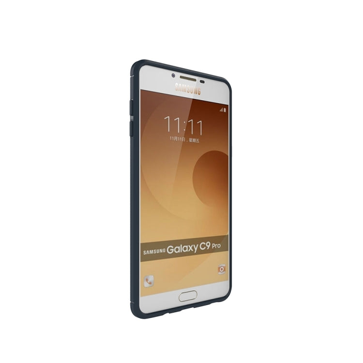 For Galaxy C9 Pro Brushed Carbon Fiber Texture Shockproof TPU Protective Cover Case