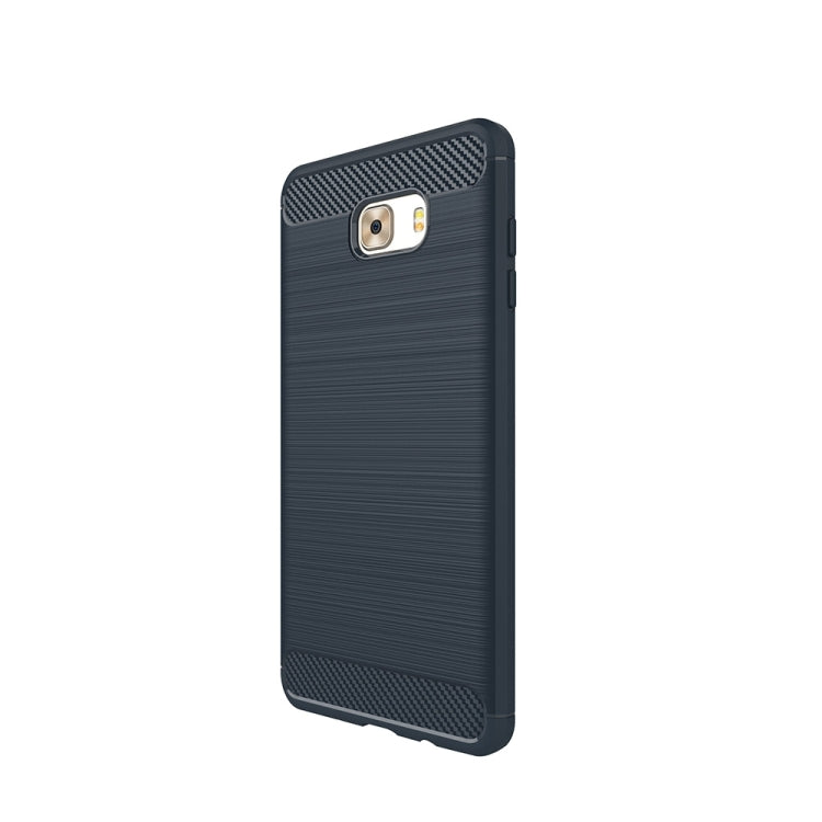 For Galaxy C9 Pro Brushed Carbon Fiber Texture Shockproof TPU Protective Cover Case
