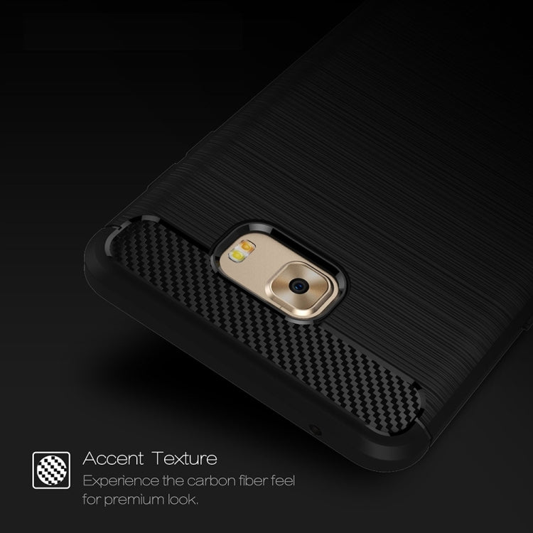 For Galaxy C9 Pro Brushed Carbon Fiber Texture Shockproof TPU Protective Cover Case