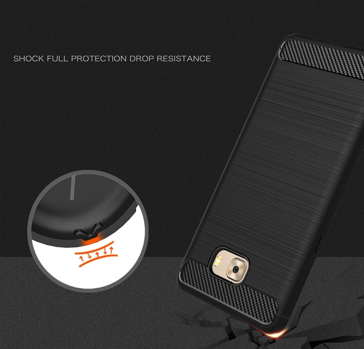 For Galaxy C9 Pro Brushed Carbon Fiber Texture Shockproof TPU Protective Cover Case