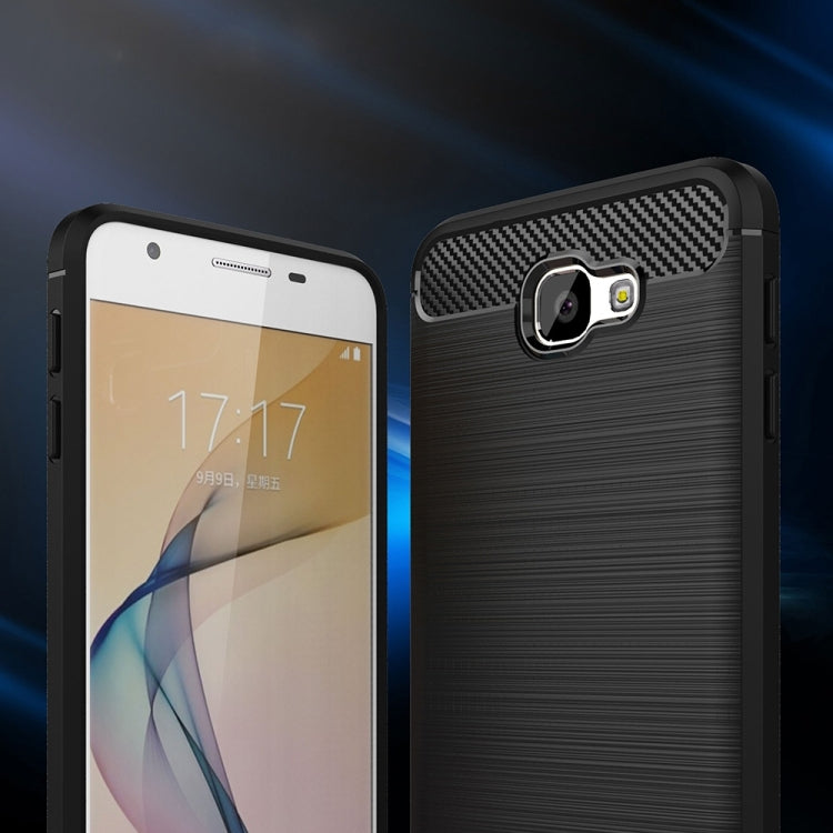 For Galaxy J5 Prime Brushed Carbon Fiber Texture Shockproof TPU Protective Cover Case