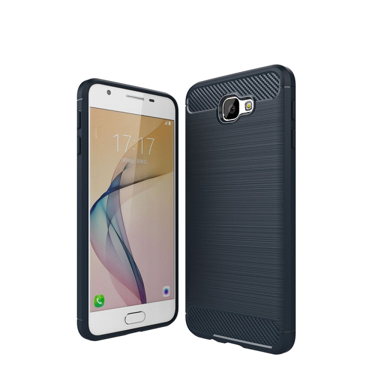 For Galaxy J5 Prime Brushed Carbon Fiber Texture Shockproof TPU Protective Cover Case