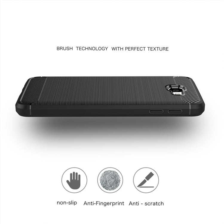 For Galaxy J5 Prime Brushed Carbon Fiber Texture Shockproof TPU Protective Cover Case