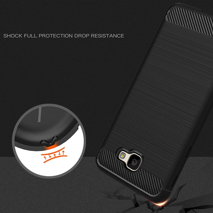 For Galaxy J5 Prime Brushed Carbon Fiber Texture Shockproof TPU Protective Cover Case