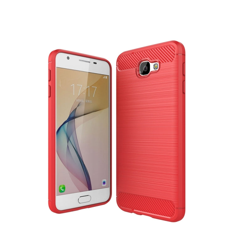 For Galaxy J5 Prime Brushed Carbon Fiber Texture Shockproof TPU Protective Cover Case