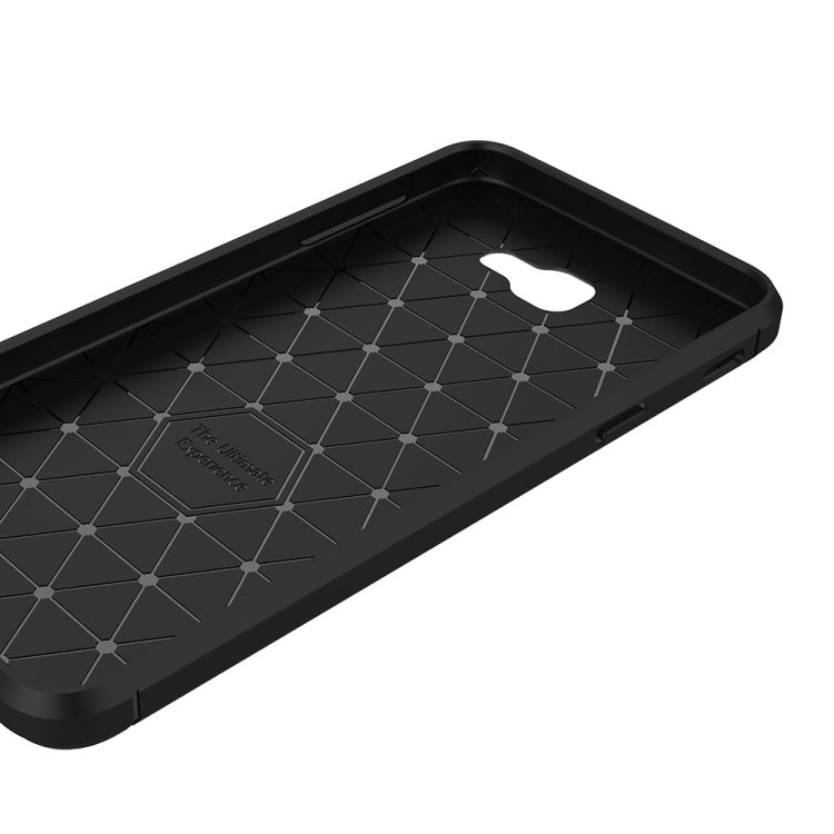 For Galaxy J5 Prime Brushed Carbon Fiber Texture Shockproof TPU Protective Cover Case