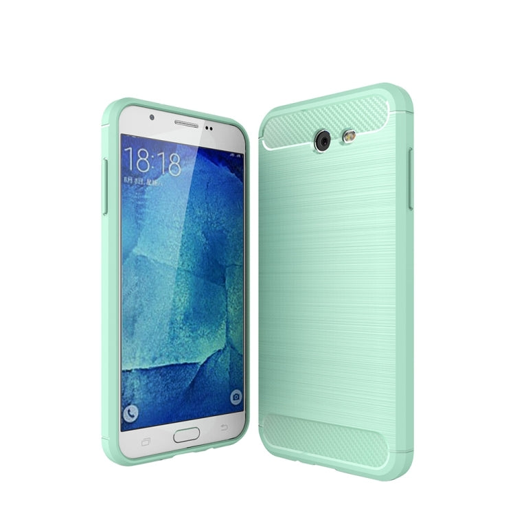 For Galaxy J7 (2017) (US Version) Brushed Carbon Fiber Texture Shockproof TPU Protective Cover Case