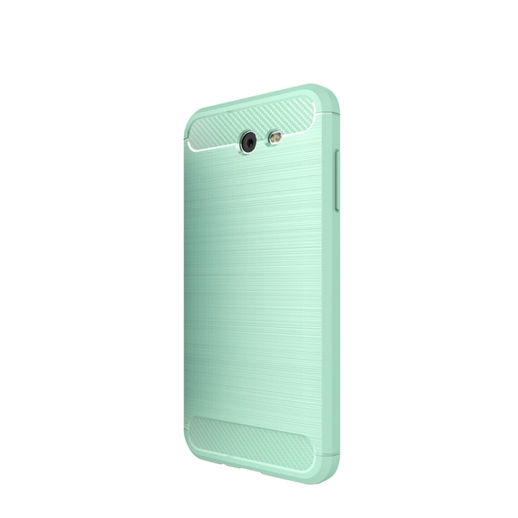 For Galaxy J7 (2017) (US Version) Brushed Carbon Fiber Texture Shockproof TPU Protective Cover Case