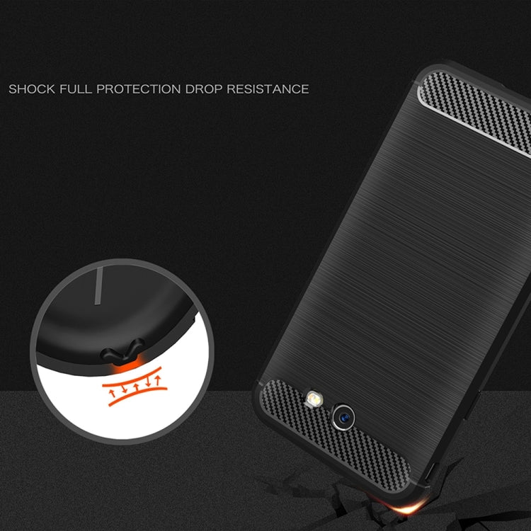 For Galaxy J7 (2017) (US Version) Brushed Carbon Fiber Texture Shockproof TPU Protective Cover Case