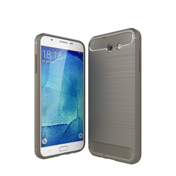 For Galaxy J7 (2017) (US Version) Brushed Carbon Fiber Texture Shockproof TPU Protective Cover Case