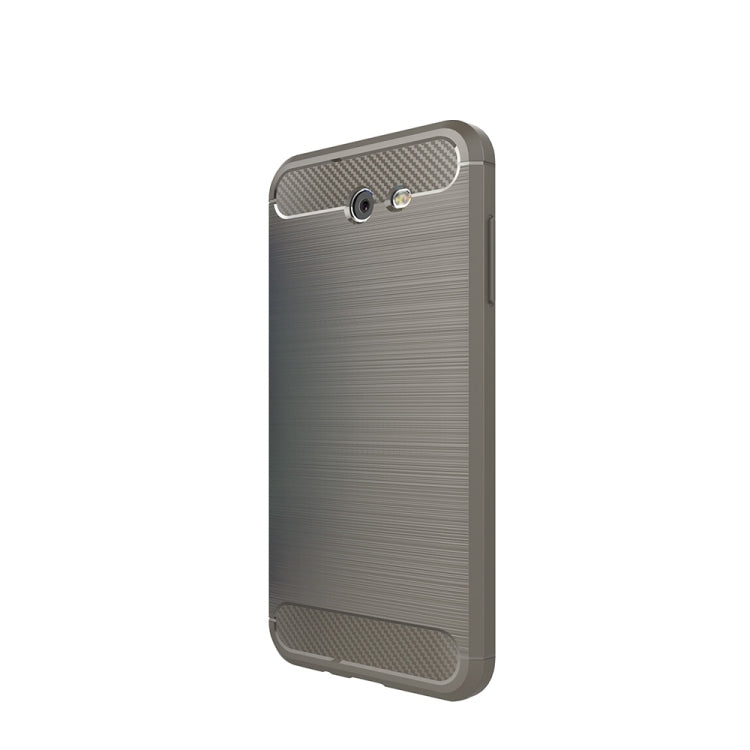 For Galaxy J7 (2017) (US Version) Brushed Carbon Fiber Texture Shockproof TPU Protective Cover Case