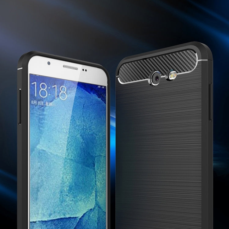 For Galaxy J7 (2017) (US Version) Brushed Carbon Fiber Texture Shockproof TPU Protective Cover Case