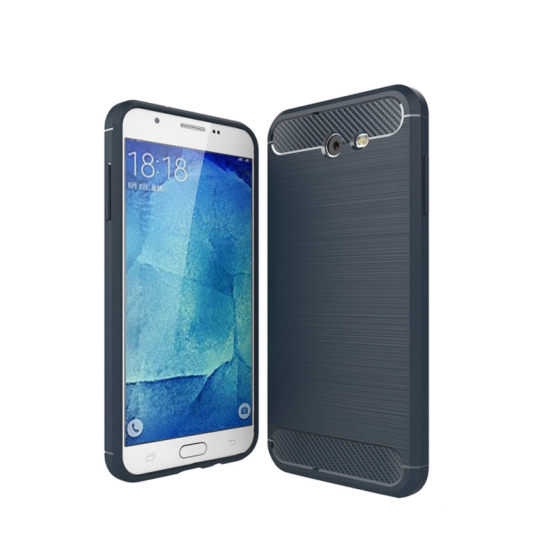 For Galaxy J7 (2017) (US Version) Brushed Carbon Fiber Texture Shockproof TPU Protective Cover Case