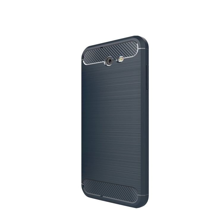 For Galaxy J7 (2017) (US Version) Brushed Carbon Fiber Texture Shockproof TPU Protective Cover Case