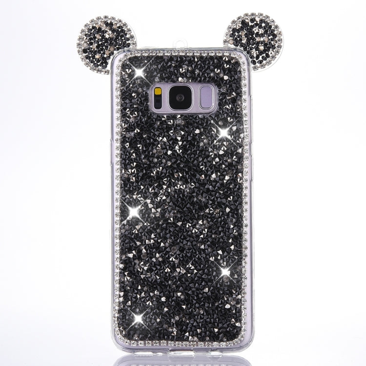 For Galaxy S8 Mouse Ear Jelly Diamond Pattern TPU Protective Case with Sling Hole