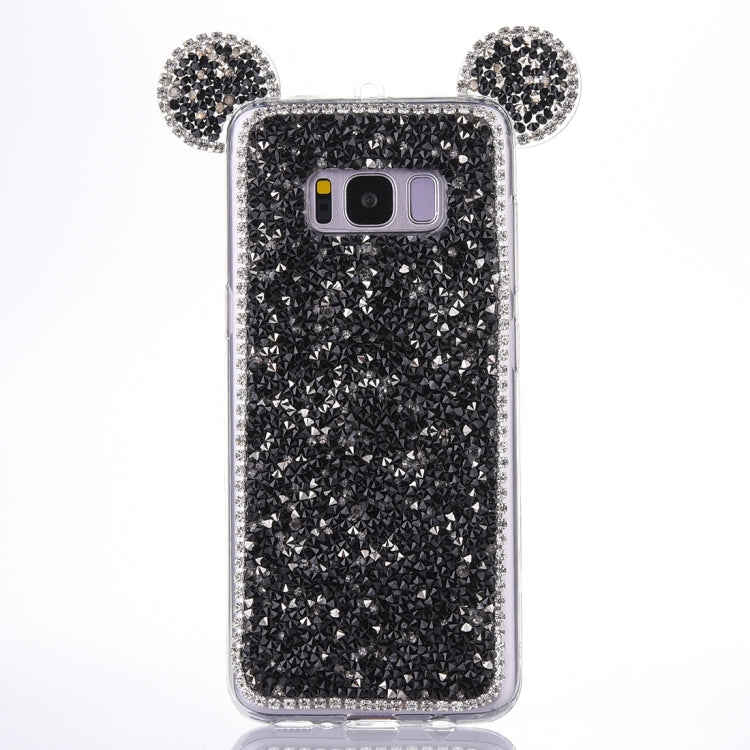 For Galaxy S8 Mouse Ear Jelly Diamond Pattern TPU Protective Case with Sling Hole