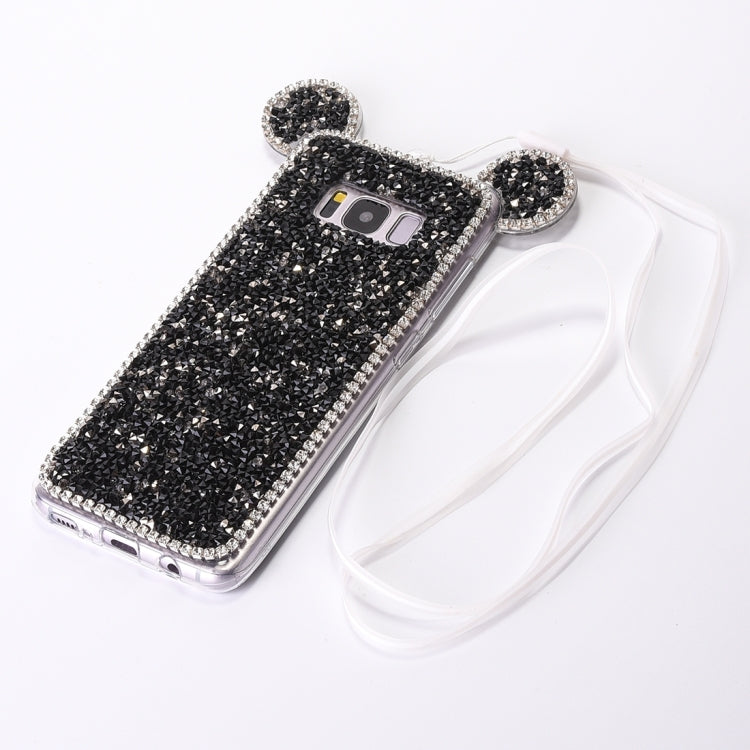 For Galaxy S8 Mouse Ear Jelly Diamond Pattern TPU Protective Case with Sling Hole