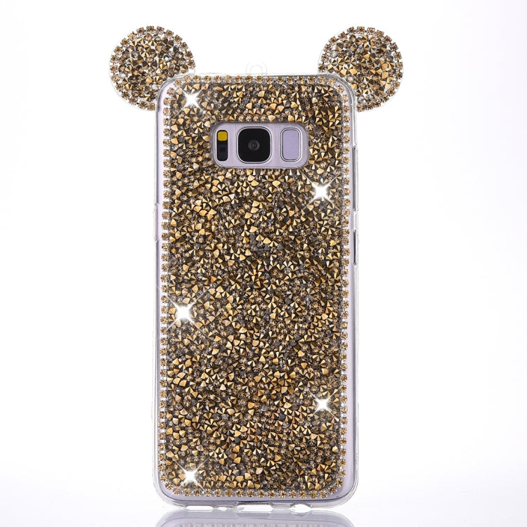 For Galaxy S8 Mouse Ear Jelly Diamond Pattern TPU Protective Case with Sling Hole