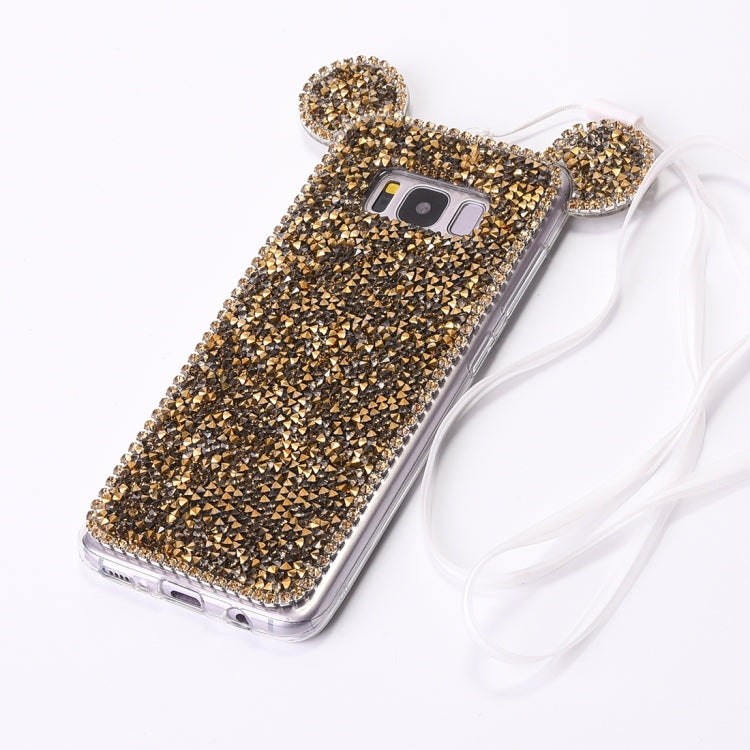 For Galaxy S8 Mouse Ear Jelly Diamond Pattern TPU Protective Case with Sling Hole