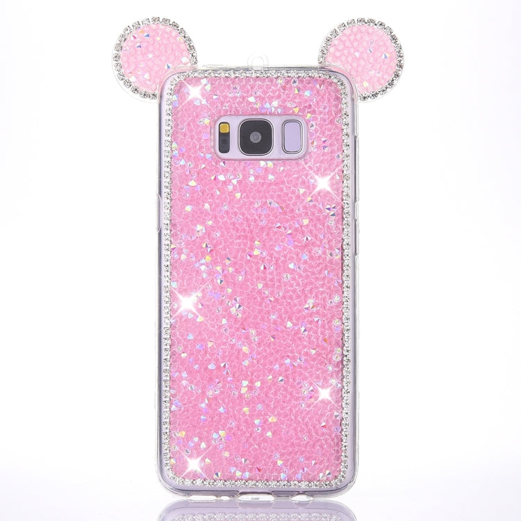 For Galaxy S8+ / G9550 Mouse Ear Jelly Diamond Pattern TPU Protective Case with Sling Hole