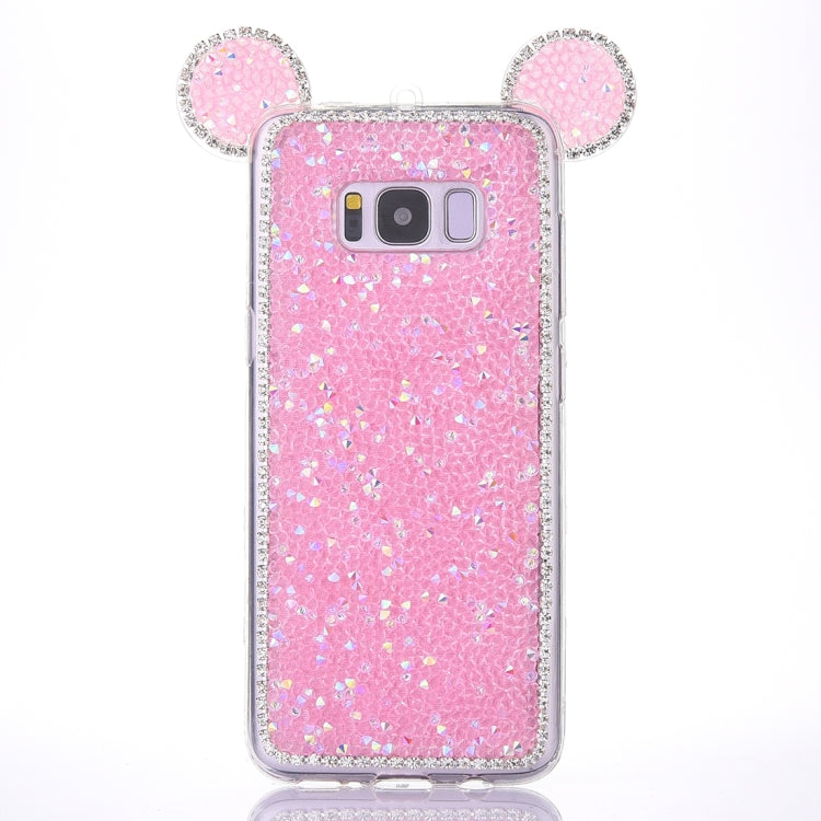 For Galaxy S8+ / G9550 Mouse Ear Jelly Diamond Pattern TPU Protective Case with Sling Hole