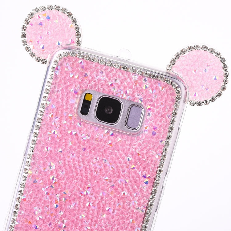 For Galaxy S8+ / G9550 Mouse Ear Jelly Diamond Pattern TPU Protective Case with Sling Hole