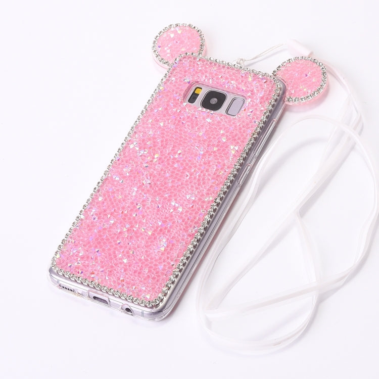 For Galaxy S8+ / G9550 Mouse Ear Jelly Diamond Pattern TPU Protective Case with Sling Hole