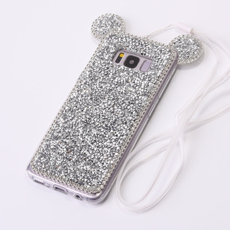 For Galaxy S8+ / G9550 Mouse Ear Jelly Diamond Pattern TPU Protective Case with Sling Hole