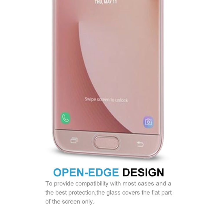 10 PCS 0.26mm 9H 2.5D Arc Edge Tempered Glass Film for Galaxy J7 Pro / J730
