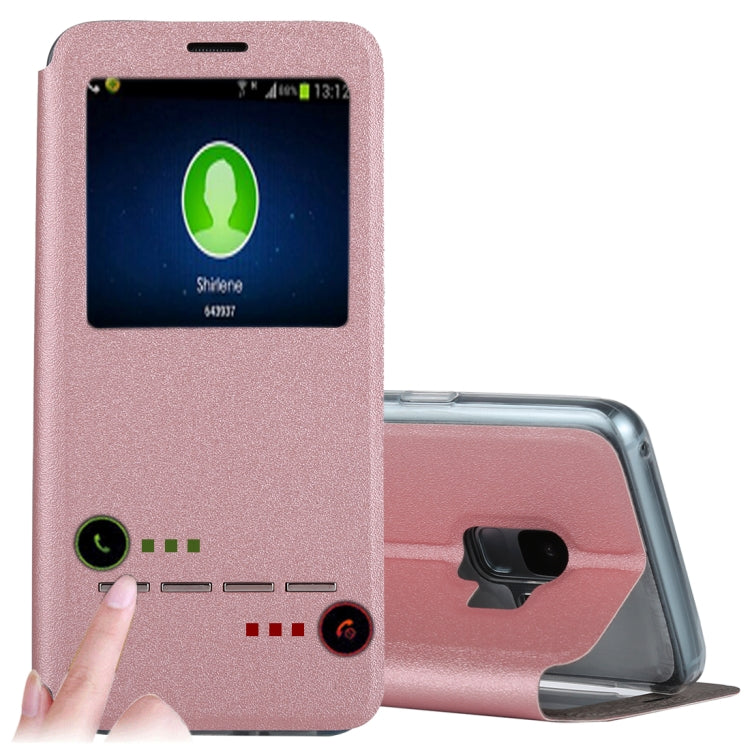 For Galaxy S9 Frosted Texture Horizontal Flip Leather Case with Call Display ID & SlideUnlock Slip & Holder