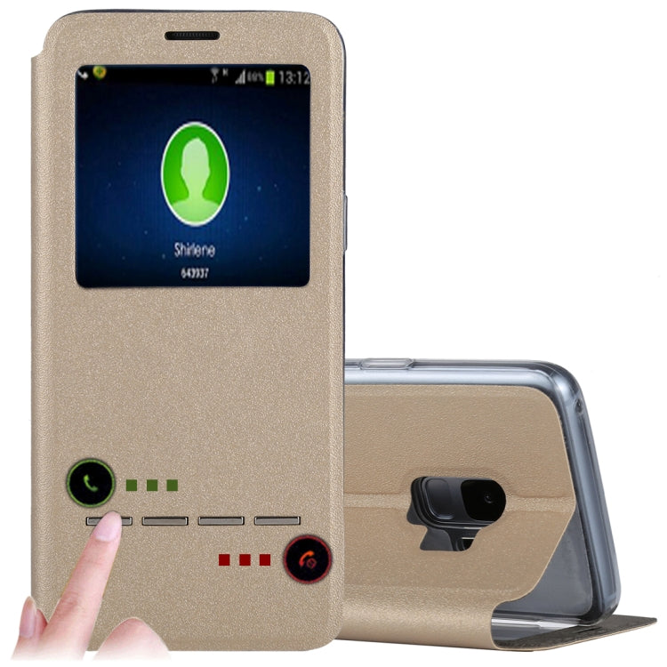 For Galaxy S9 Frosted Texture Horizontal Flip Leather Case with Call Display ID & SlideUnlock Slip & Holder