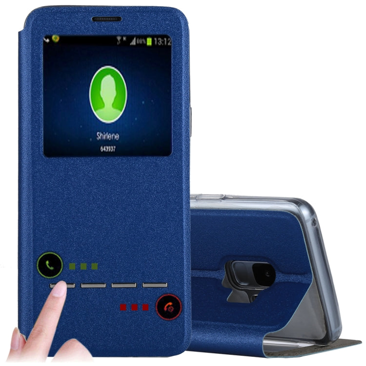 For Galaxy S9 Frosted Texture Horizontal Flip Leather Case with Call Display ID & SlideUnlock Slip & Holder