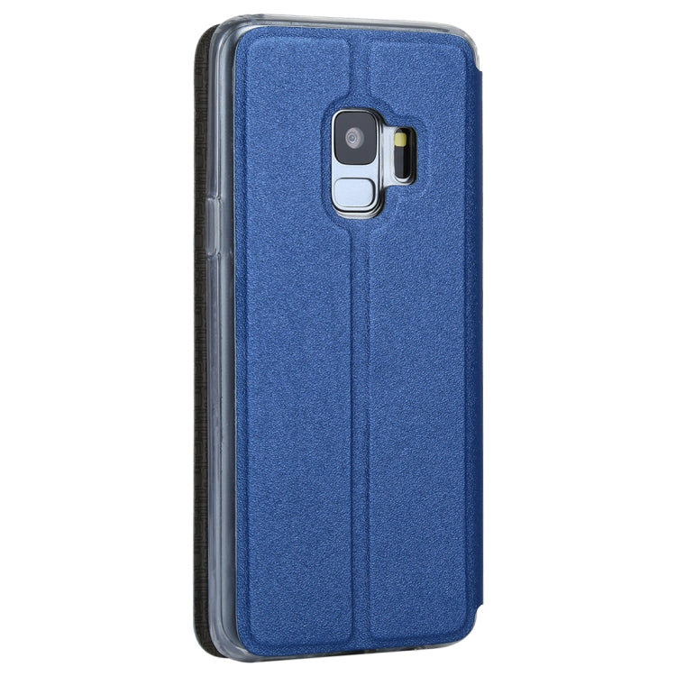 For Galaxy S9 Frosted Texture Horizontal Flip Leather Case with Call Display ID & SlideUnlock Slip & Holder