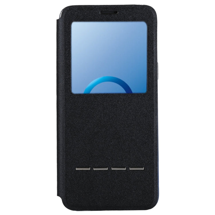 For Galaxy S9+ Frosted Texture Horizontal Flip Leather Case with Call Display ID & SlideUnlock Slip & Holder