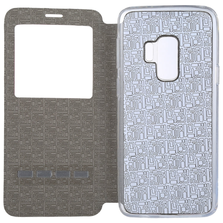For Galaxy S9+ Frosted Texture Horizontal Flip Leather Case with Call Display ID & SlideUnlock Slip & Holder