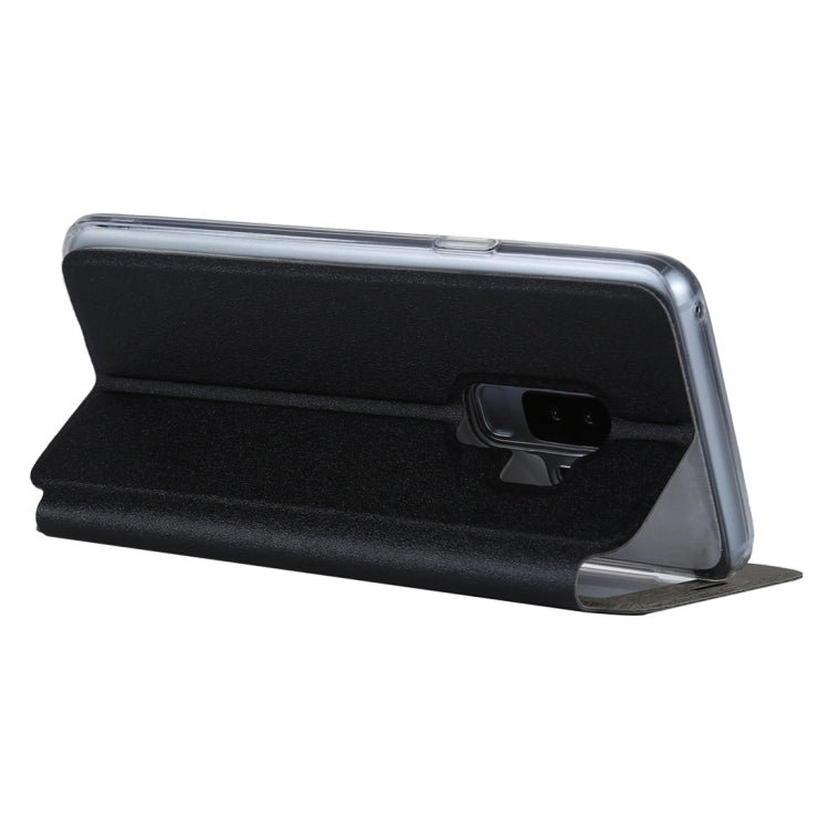 For Galaxy S9+ Frosted Texture Horizontal Flip Leather Case with Call Display ID & SlideUnlock Slip & Holder