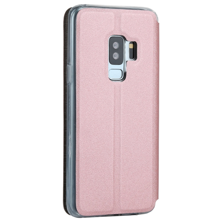 For Galaxy S9+ Frosted Texture Horizontal Flip Leather Case with Call Display ID & SlideUnlock Slip & Holder