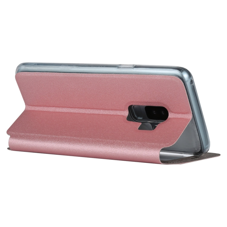 For Galaxy S9+ Frosted Texture Horizontal Flip Leather Case with Call Display ID & SlideUnlock Slip & Holder