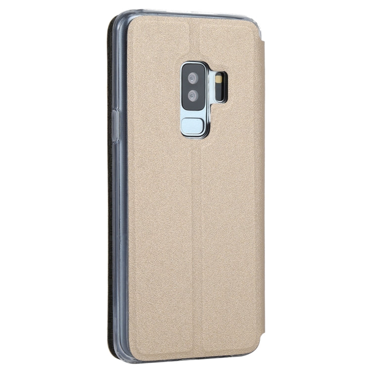 For Galaxy S9+ Frosted Texture Horizontal Flip Leather Case with Call Display ID & SlideUnlock Slip & Holder