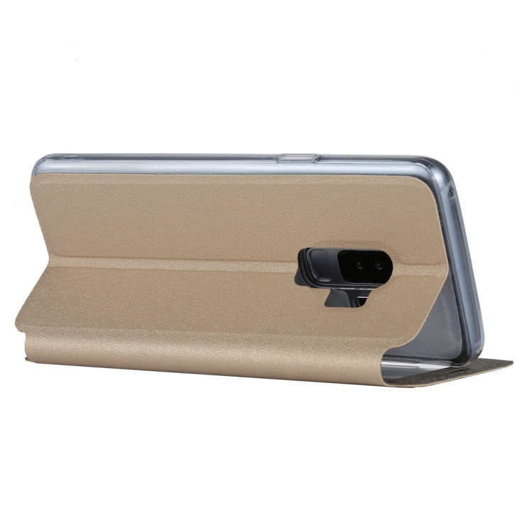 For Galaxy S9+ Frosted Texture Horizontal Flip Leather Case with Call Display ID & SlideUnlock Slip & Holder