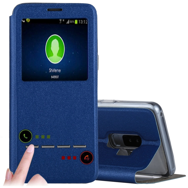 For Galaxy S9+ Frosted Texture Horizontal Flip Leather Case with Call Display ID & SlideUnlock Slip & Holder