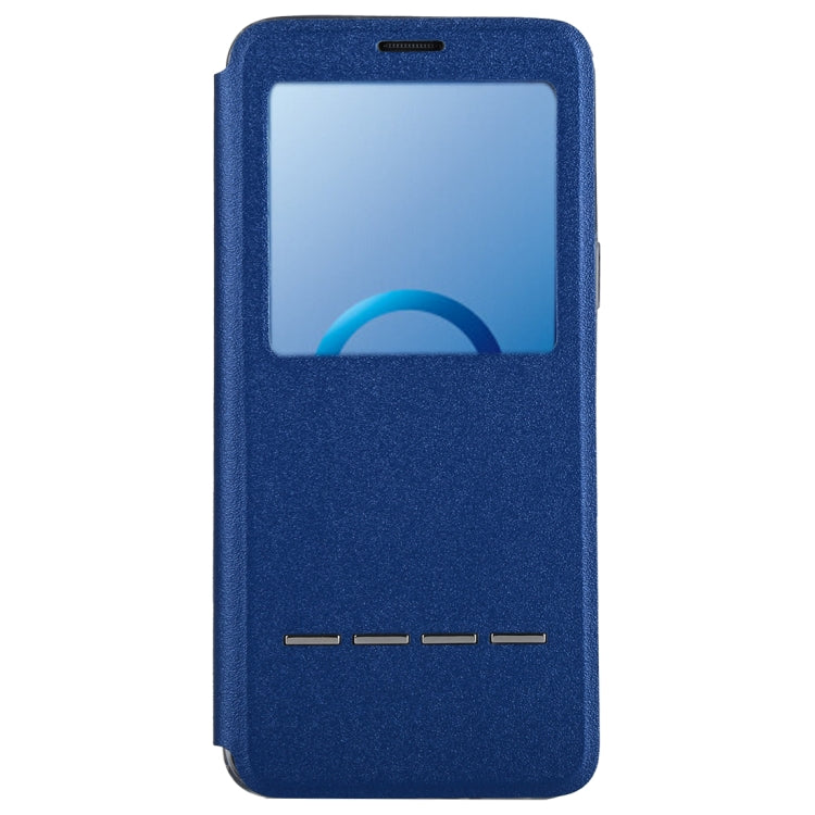 For Galaxy S9+ Frosted Texture Horizontal Flip Leather Case with Call Display ID & SlideUnlock Slip & Holder
