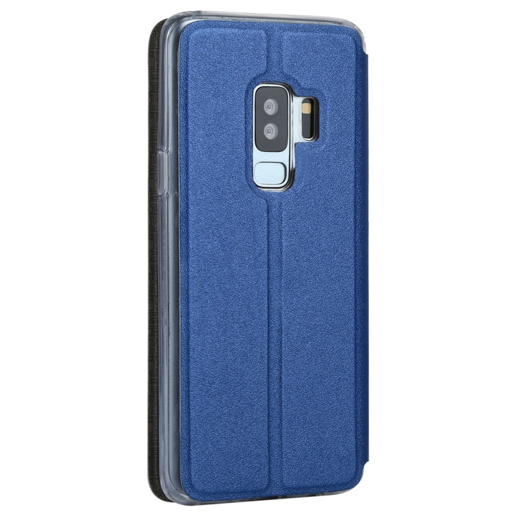 For Galaxy S9+ Frosted Texture Horizontal Flip Leather Case with Call Display ID & SlideUnlock Slip & Holder