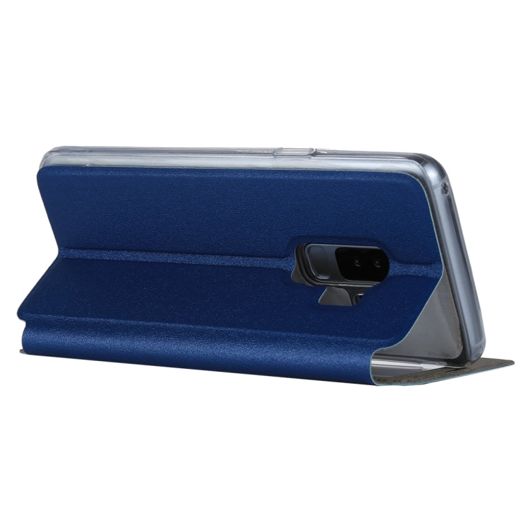 For Galaxy S9+ Frosted Texture Horizontal Flip Leather Case with Call Display ID & SlideUnlock Slip & Holder