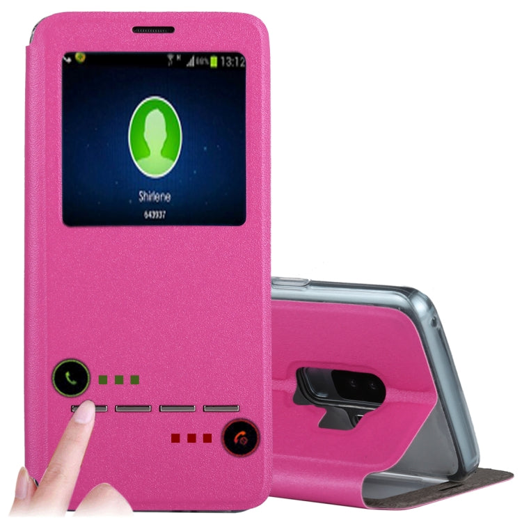 For Galaxy S9+ Frosted Texture Horizontal Flip Leather Case with Call Display ID & SlideUnlock Slip & Holder