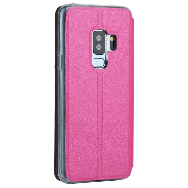 For Galaxy S9+ Frosted Texture Horizontal Flip Leather Case with Call Display ID & SlideUnlock Slip & Holder