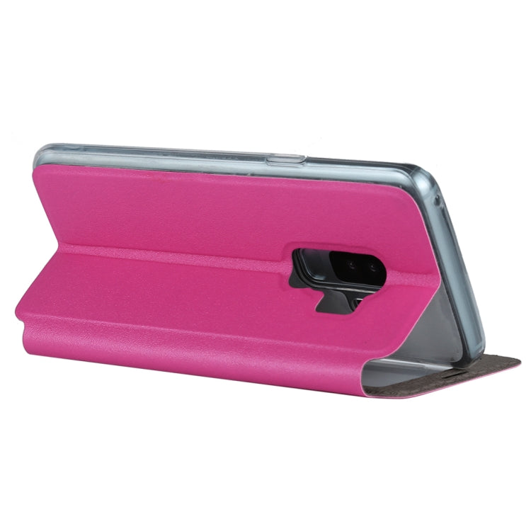 For Galaxy S9+ Frosted Texture Horizontal Flip Leather Case with Call Display ID & SlideUnlock Slip & Holder