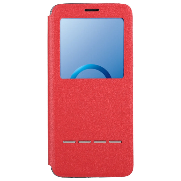 For Galaxy S9+ Frosted Texture Horizontal Flip Leather Case with Call Display ID & SlideUnlock Slip & Holder